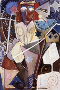 König Ubus Reise . 1988
Tempera, Öl auf Leinwand
150 x 100 cm