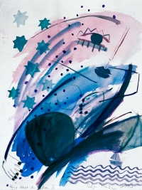 Reise durch das Blau III . 1990
Aquarell auf Bütten
50,5 x 36 cm