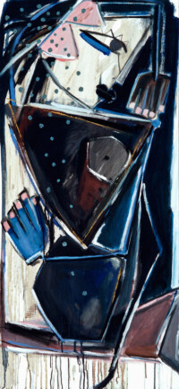 Mademoiselle Tristesse II . 1990
Tempera, Öl auf Leinwand
130 X 60 cm