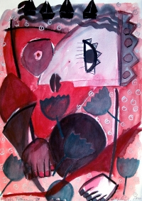 Rotes Träumen III . 1992
Aquarell auf Bütten
50,5 x 36 cm