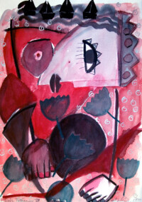 Rotes Träumen III . 1992
Aquarell auf Bütten
50,5 x 36 cm