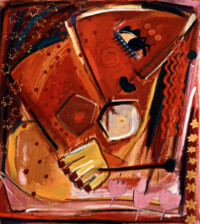 Lea Sorge tragend . 1992
Gouache, Tempera, Öl auf Leinwand