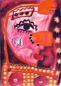 Roter Augenblick II . 1993
Aquarell auf Bütten
50,5 x 36 cm