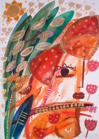 In einem kleinen Garten II . 1994
Aquarell auf Bütten
50,5 x 36 cm