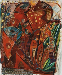 plenty plenty garden day Africa . 1994
Tempera, Öl auf Leinwand
180 x 150 cm