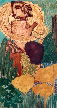 In der Schlangensonne . 1998
Mischtechnik auf Leinwand
190 x 100 cm