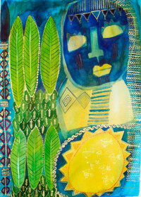 Zauberwaldwesen III . 1999
Aquarell auf Bütten
50,5 x 36 cm