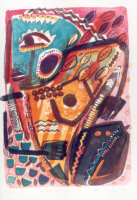 In einem fernen Garten . 1996 . Lithografie . 59,2 x 42 cm . 5 Steine . Auflage 20